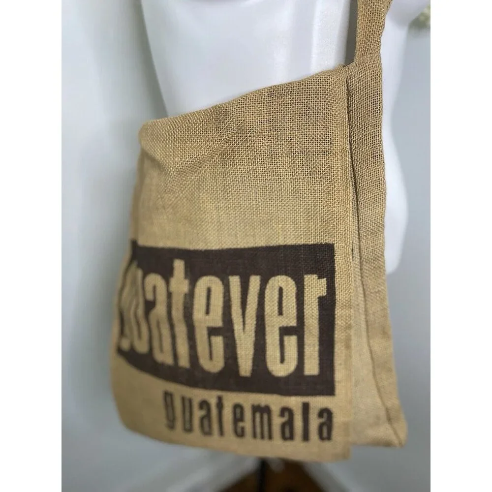 Guatever Guatemala Print Tote Bag Organic‎ Jute Shoulder Bag Made of Coffee Bag